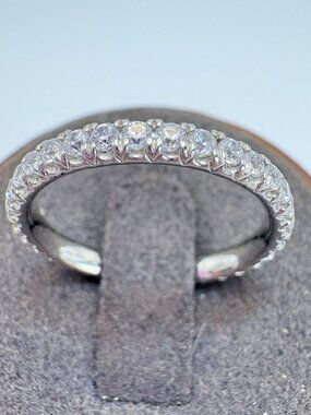 Cubic Zirconia Prong Set 3mm Band Statement Ring Sterling Silver 925 Size 6.5